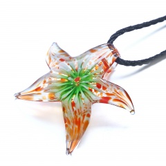 Fashion Glass Starfish Flower Inside Pendant Necklace Murano Lampwork Women Jewelry Party Green