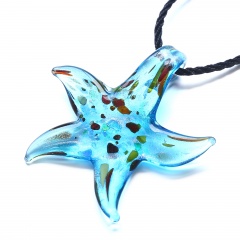 Fashion Murano Glass Starfish Star Pendant Necklace Women Jewelry Gift Sky Blue