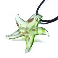 Fashion Murano Glass Starfish Star Pendant Necklace Women Jewelry Gift Green