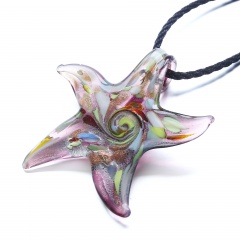 Fashion Murano Glass Starfish Star Pendant Necklace Women Jewelry Gift Purple