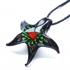 New Women Starfish Lampwork Murano Glass Pendant Necklace Chain Charm Jewelry Gift Green