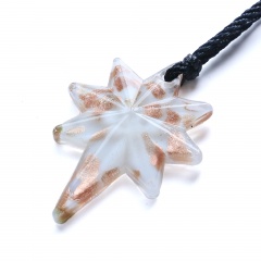 New Women Eight-pointed Star Lampwork Murano Glass Pendant Necklace Chain Charm Jewelry Gift White
