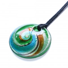 New Women Round Lampwork Murano Glass Pendant Necklace Chain Charm Jewelry Holiday Gift Green