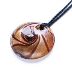 New Women Round Lampwork Murano Glass Pendant Necklace Chain Charm Jewelry Holiday Gift Brown