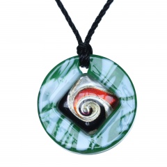 Fashion Lampwork Murano Glass Circle Flower Necklace Pendant Geometric Jewelry Hot Green