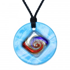 Fashion Lampwork Murano Glass Circle Flower Necklace Pendant Geometric Jewelry Hot Blue