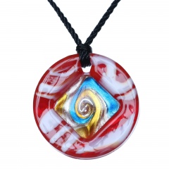 Fashion Lampwork Murano Glass Circle Flower Necklace Pendant Geometric Jewelry Hot Red
