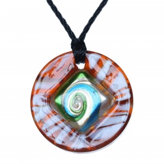 Fashion Lampwork Murano Glass Circle Flower Necklace Pendant Geometric Jewelry Hot Orange