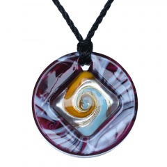 Fashion Lampwork Murano Glass Circle Flower Necklace Pendant Geometric Jewelry Hot Purple