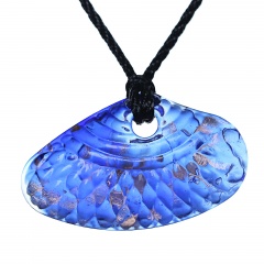 Fashion Women Lampwork Murano Glass Shell Shape Flower Necklace Pendant Jewelry Hot Blue