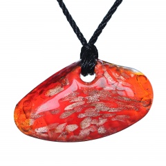 Fashion Women Lampwork Murano Glass Shell Shape Flower Necklace Pendant Jewelry Hot Red