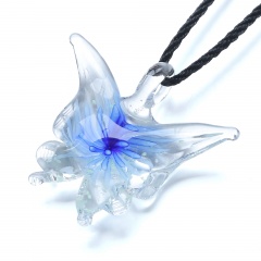 Fashion Lampwork Murano Glass Butterfly Animals Necklace Pendant Starfish Jewelry Hot Blue