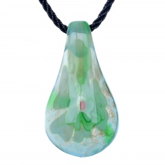 Fashion Women Glass Leaf Pendant Necklace Murano Lampwork Jewelry Party Gift Green