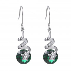 Green Diamond Pentagram Swirl Ear Hook Earrings Jewelry green