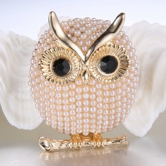 Rinhoo Pearl Brooches Owl Animal Brooches For women Party Accessories wedding Decoration Jewelry Brooch Gold