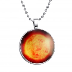 Steampunk Fire Glow in the Dark Glowing Pendant Necklace Stainless Steel Chain (3.3cm 1