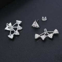 Women Jewelry Earrings Triangle Crystal Fashion Stud Earrings Silver