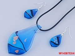 Fashion Lampwork Murano Glass necklace set Blue