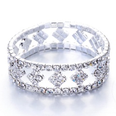 Fashion Silver Multi Shape Elastic Rhinestone Bracelet For Women Party Bangle Jewelry Diamond