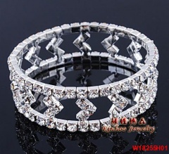 Fashion Silver Multi Shape Elastic Rhinestone Bracelet For Women Party Bangle Jewelry Arrow