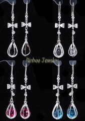 12 Pairs/Set Simple Multi Color Crystal Water Drop Dangle Earring Silver Elegant Earring For Women Jewelry Gift Water Drop