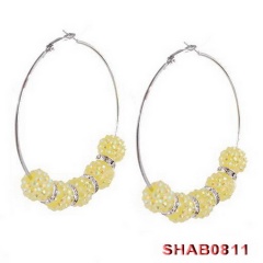 Fashion Statement Big Hook Earring Full Diamond Beads Women’s Earring Jewelry Gift Yellow