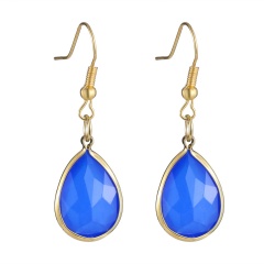 Inlay Gemstone Gold Earrings Blue