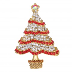 Christmas Tree Brooch Alloy with Genstone Festival Brooch Wholesale A