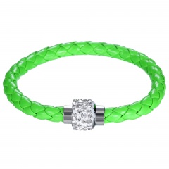 Multicolor leather woven bracelet Korean design jewelry couple fashion simple bracelet personality Grass green