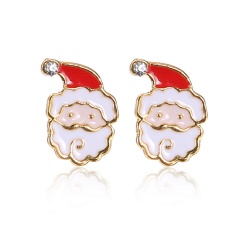 Fashion Christmas Style Colorful Stud Earring Simple Gold Earring Jewelry Wholesale Santa