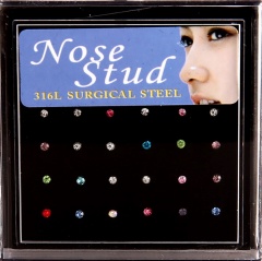 Wholesale White Body Jewelry 12 Pairs/Box Colorful