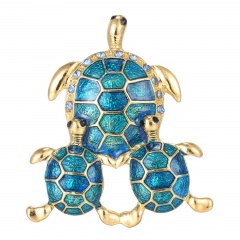 Rinhoo three tortoise Natural animals turtle Brooch women men pins wedding jewelry Gift blue
