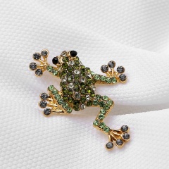 Rinhoo Trendy Rhinestone Animal Frog Brooch Pins Crystal Brooches for Women Costume Jewelry Dress Accessories frog-green