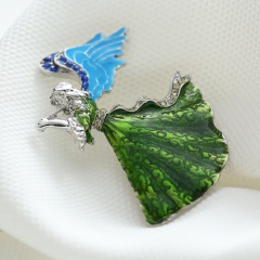 Rinhoo angel wings Music Angel brooch for women girl dress Accessories green brooch rhinestone pins angel
