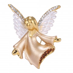 Rinhoo small angel rhinestone Brooch pin crystal wings pink Fairy Brooches women party decoration jewelry Gifts Yellow