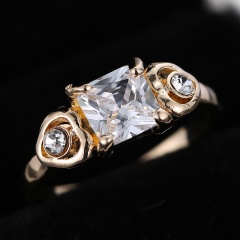 Gold Plated Luxury Wedding Ring Gemstone Fashion Rings Squre