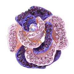 Rinhoo Retro Antique Gold Color Plated Crystal Rhinestones Flower Pins and Brooches for Women Party Bouquet Brooch Pins purple