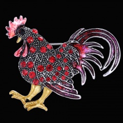 Rinhoo Chicken brooches for women gift crystal brooches jewelry brooch pins red