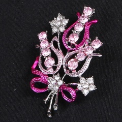 Rinhoo Leaf flower Brooch For women Birthday party Gift Rhinestone Brooch jewelry accessories Girl Couple pin Flower1-pink
