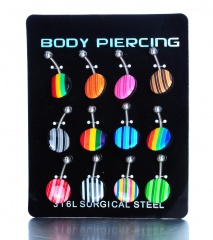 Resin Body Jewelry 316L Stainless Steel Navel Ring Mix