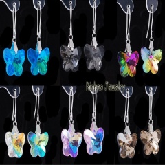 12 Pairs/Set Simple Multi Color Crystal Water Drop Dangle Earring Silver Elegant Earring For Women Jewelry Gift Butterfly