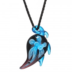 Fashion Animals Flower Lampwork Glass Murano Pendant Necklace Women Gift Jewelry Blue