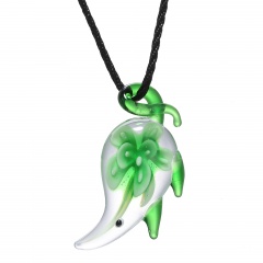 Fashion Animals Flower Lampwork Glass Murano Pendant Necklace Women Gift Jewelry Green