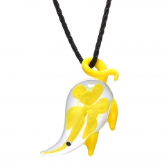 Fashion Animals Flower Lampwork Glass Murano Pendant Necklace Women Gift Jewelry Yellow