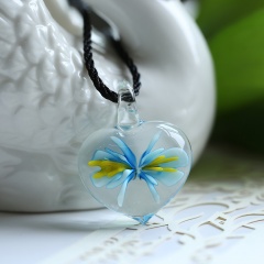 Fashion Lampwork Murano Glass Heart Flower Necklace Pendant Starfish Jewelry Hot Sky blue