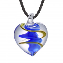 Trendy Heart Lampwork Murano Glass Heart Flower Necklace Pendant Jewelry Hot Blue