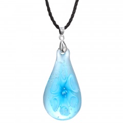 Fashion Lampwork Murano Glass Water Flower Necklace Pendant Women Jewelry Hot Sky Blue
