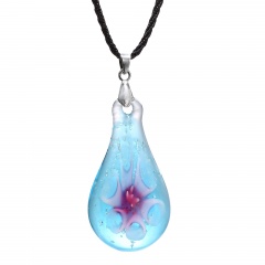 Fashion Lampwork Murano Glass Water Flower Necklace Pendant Women Jewelry Hot Purple