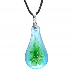 Fashion Lampwork Murano Glass Water Flower Necklace Pendant Women Jewelry Hot Green