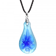 Fashion Lampwork Murano Glass Water Flower Necklace Pendant Women Jewelry Hot Blue